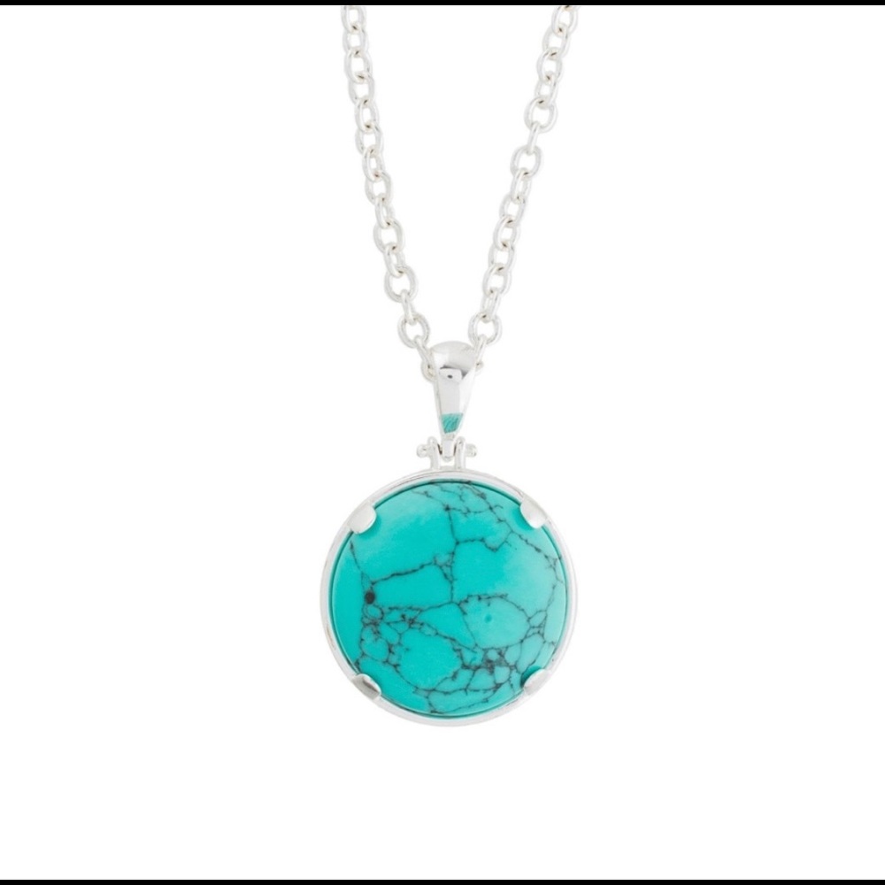 Lele Sadoughi Half Moon Silver Turquoise Pendant